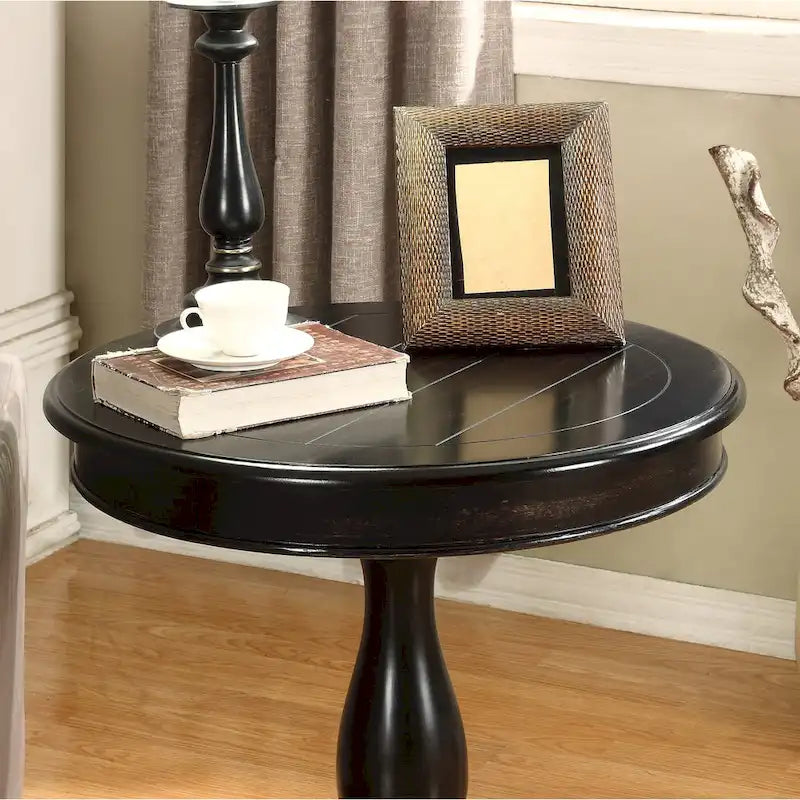 Table d'appoint ronde avec pieds à volutes, expresso/noire/blanche, pour 1 personne