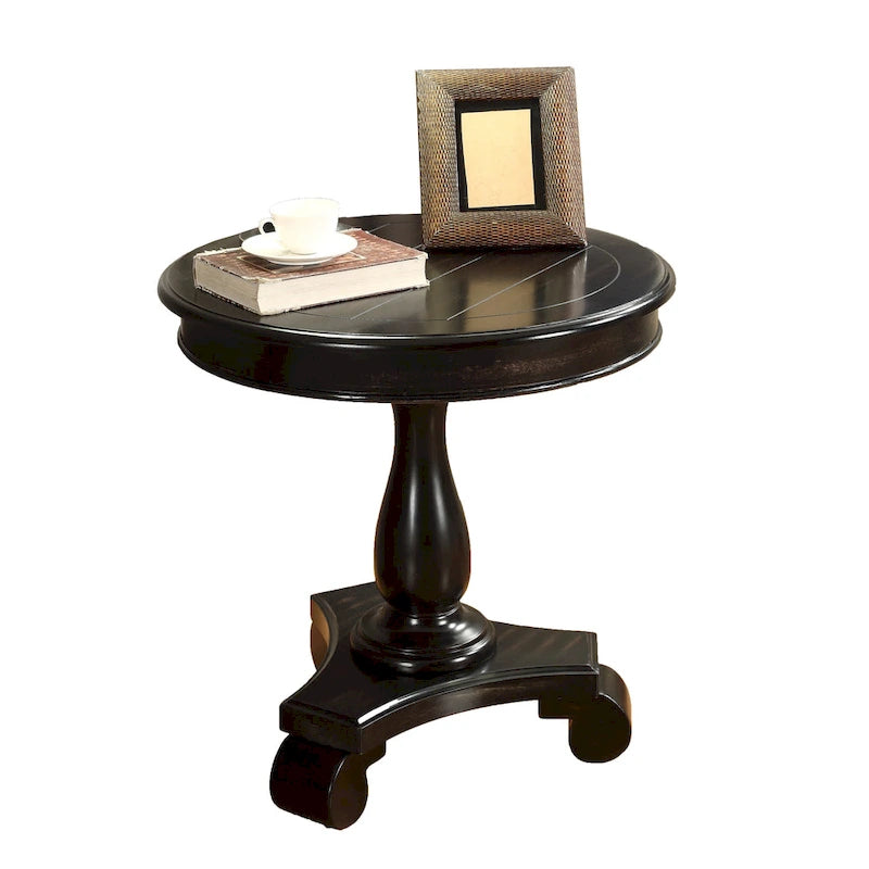 Table d'appoint ronde avec pieds à volutes, expresso/noire/blanche, pour 1 personne