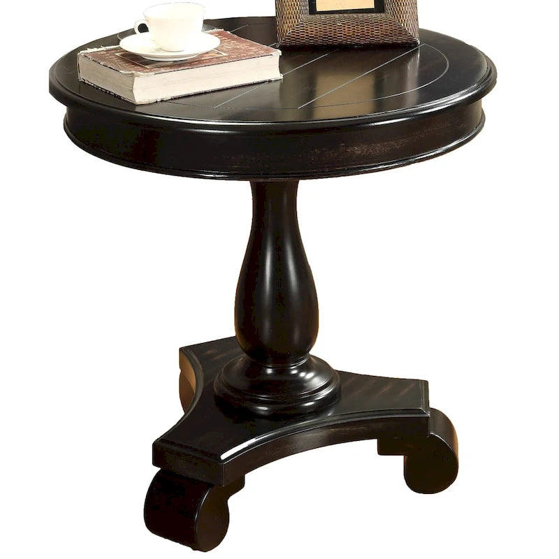 Table d'appoint ronde avec pieds à volutes, expresso/noire/blanche, pour 1 personne