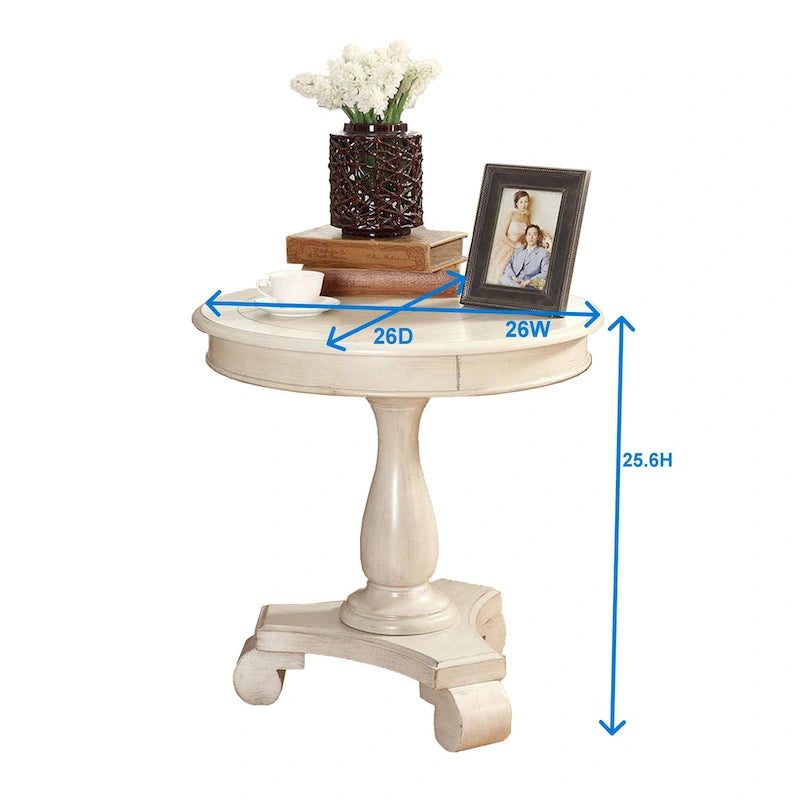 Table d'appoint ronde avec pieds à volutes, expresso/noire/blanche, pour 1 personne