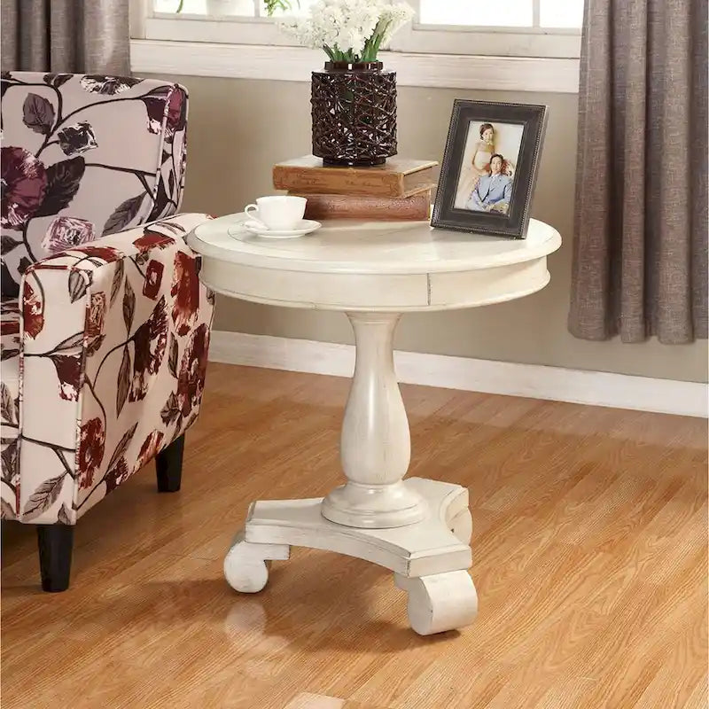 Table d'appoint ronde avec pieds à volutes, expresso/noire/blanche, pour 1 personne