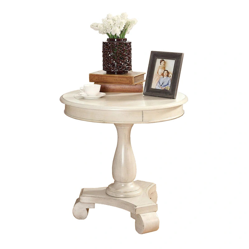 Table d'appoint ronde avec pieds à volutes, expresso/noire/blanche, pour 1 personne