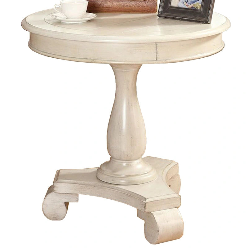 Table d'appoint ronde avec pieds à volutes, expresso/noire/blanche, pour 1 personne