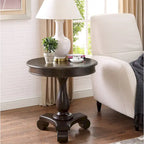 Table d'appoint ronde avec pieds à volutes, expresso/noire/blanche, pour 1 personne