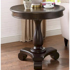 Table d'appoint ronde avec pieds à volutes, expresso/noire/blanche, pour 1 personne