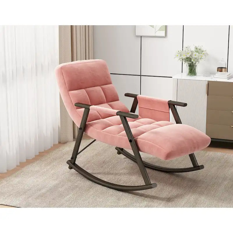 Fauteuil à bascule pliant rose/bleu/orange, 1 place, dossier haut et repose-pieds réglables