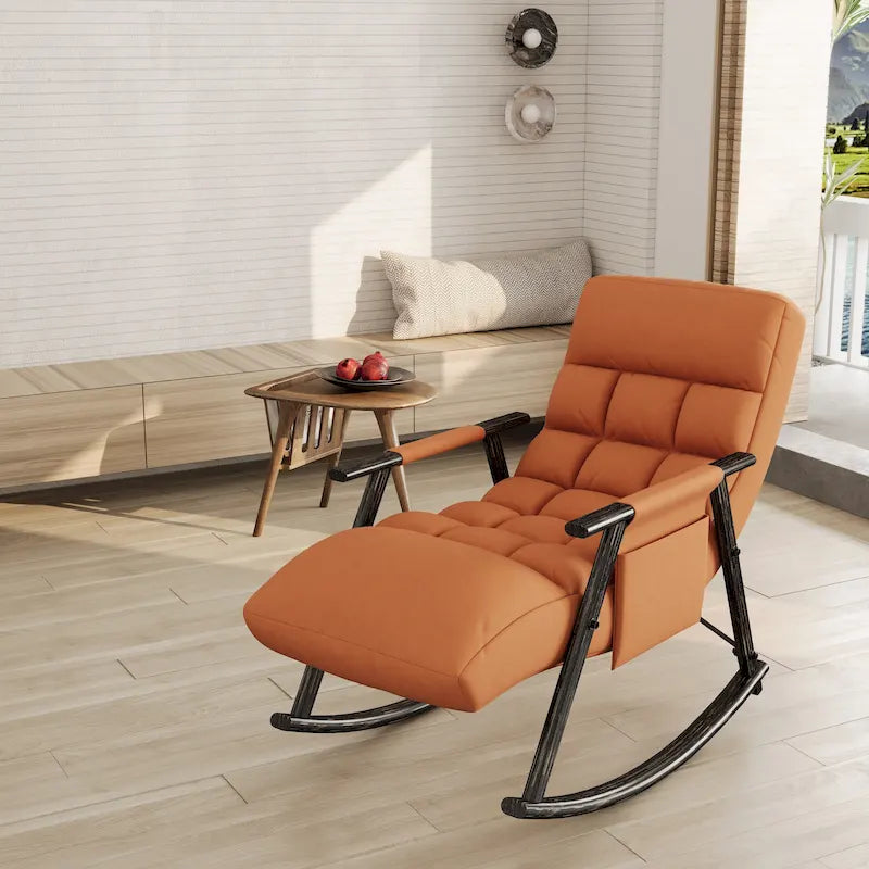 Fauteuil à bascule pliant rose/bleu/orange, 1 place, dossier haut et repose-pieds réglables