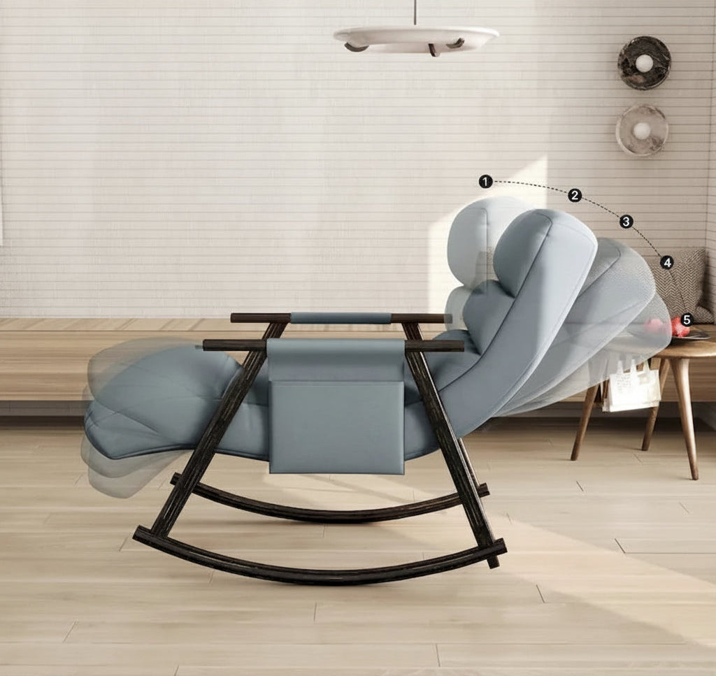 Fauteuil à bascule pliant rose/bleu/orange, 1 place, dossier haut et repose-pieds réglables
