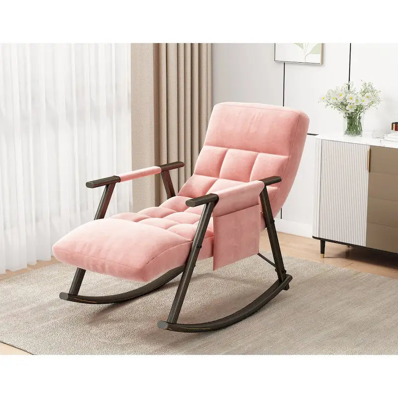 Fauteuil à bascule pliant rose/bleu/orange, 1 place, dossier haut et repose-pieds réglables