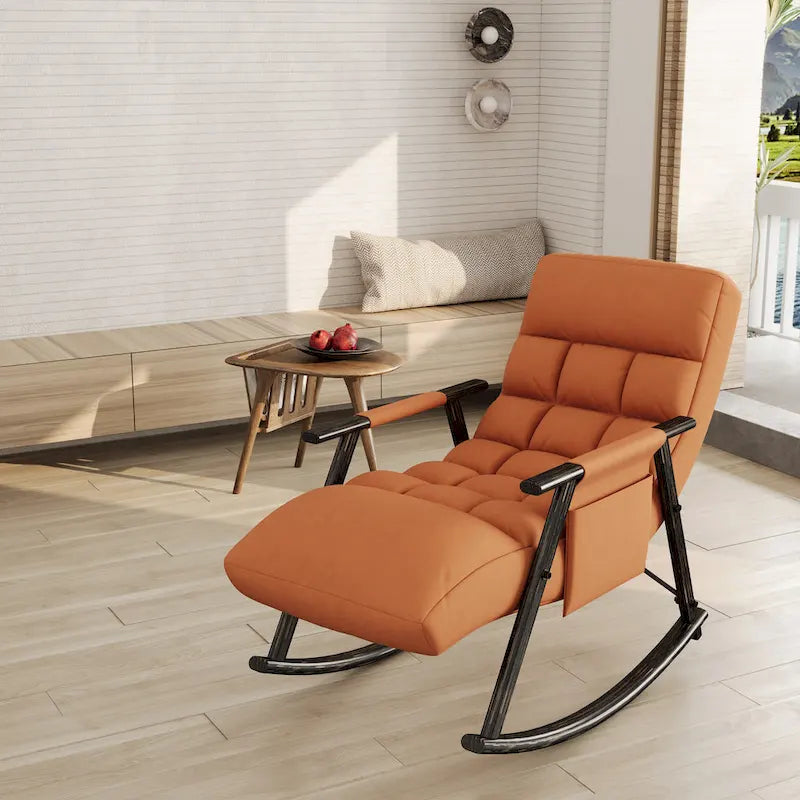 Fauteuil à bascule pliant rose/bleu/orange, 1 place, dossier haut et repose-pieds réglables