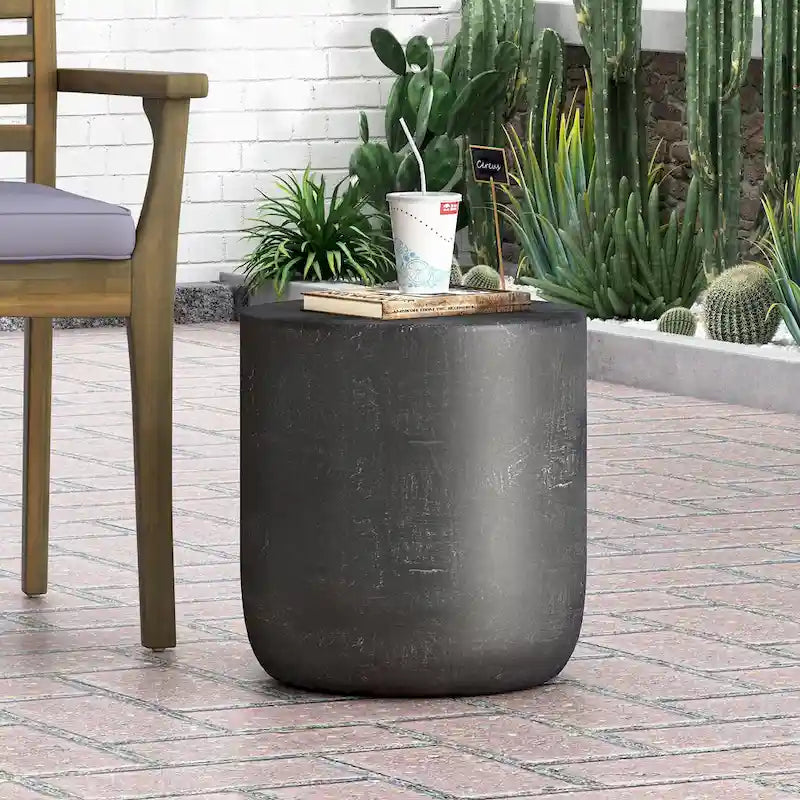 Table d'appoint en béton noir mat et cuivre – Intérieur et extérieur, 1 personne