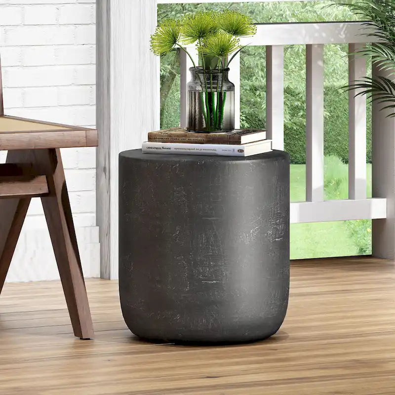 Table d'appoint en béton noir mat et cuivre – Intérieur et extérieur, 1 personne
