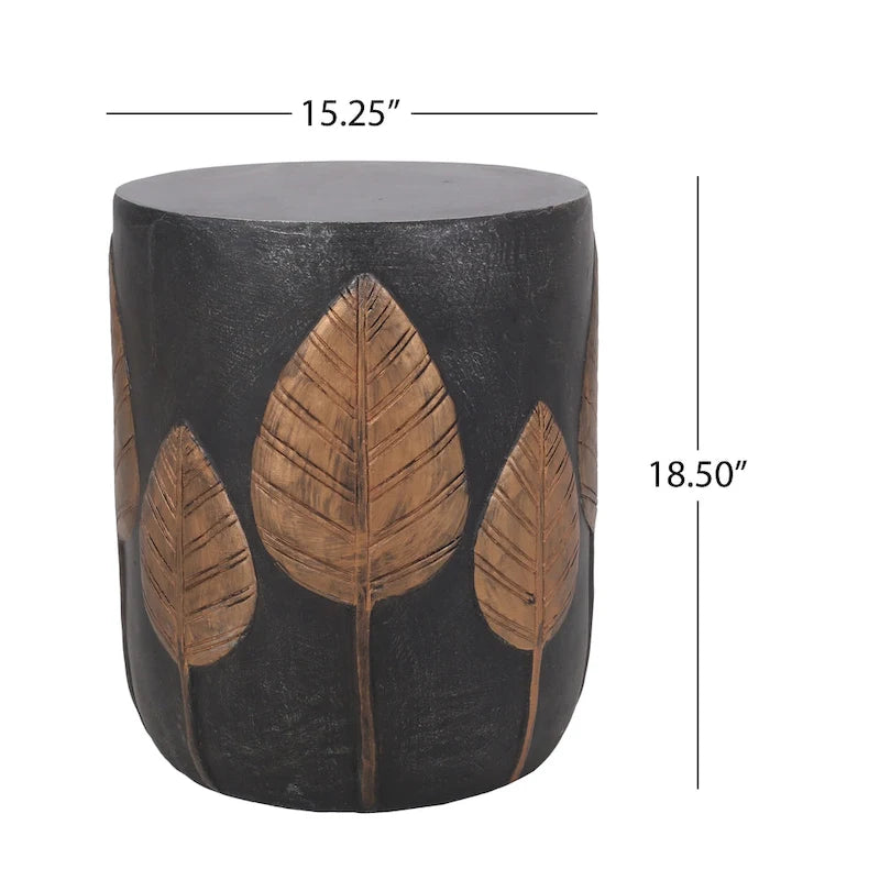 Table d'appoint en béton noir mat et cuivre – Intérieur et extérieur, 1 personne