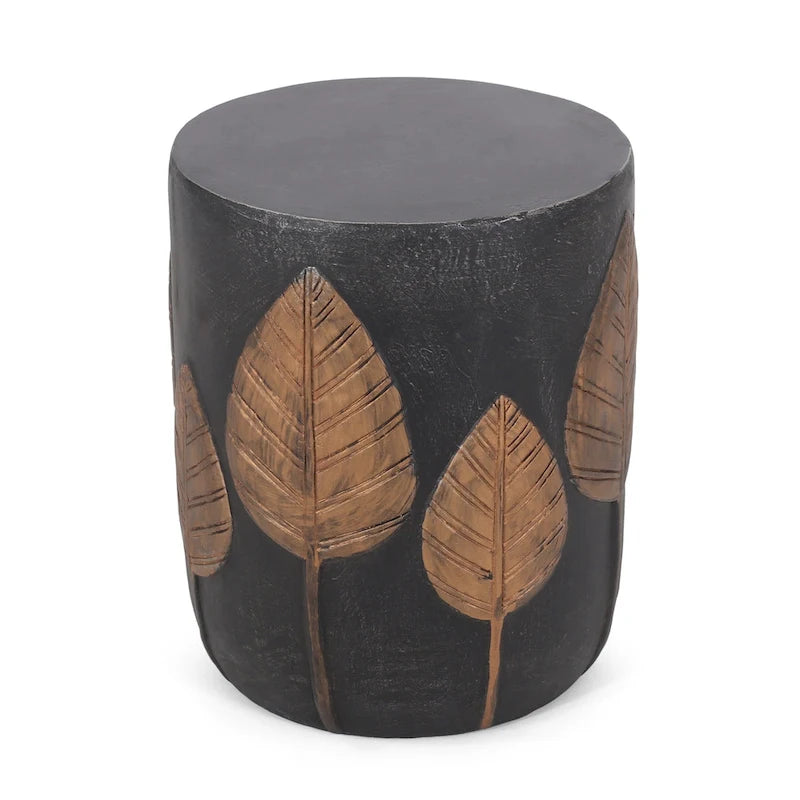Table d'appoint en béton noir mat et cuivre – Intérieur et extérieur, 1 personne
