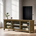 Meuble TV 178 cm avec étagères ouvertes et gestion des câbles, chêne / noir / gris foncé, pour 1