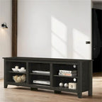Meuble TV 178 cm avec étagères ouvertes et gestion des câbles, chêne / noir / gris foncé, pour 1