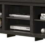 Meuble TV 178 cm avec étagères ouvertes et gestion des câbles, chêne / noir / gris foncé, pour 1