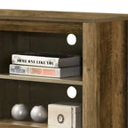 Meuble TV 178 cm avec étagères ouvertes et gestion des câbles, chêne / noir / gris foncé, pour 1