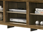 Meuble TV 178 cm avec étagères ouvertes et gestion des câbles, chêne / noir / gris foncé, pour 1