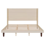 Lit plateforme beige King avec tête de lit de 54 po de haut, 1 personne