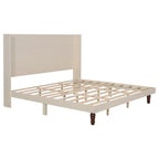 Lit plateforme beige King avec tête de lit de 54 po de haut, 1 personne