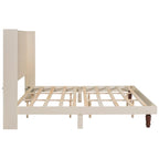 Lit plateforme beige King avec tête de lit de 54 po de haut, 1 personne