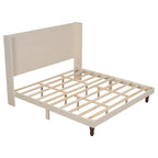 Lit plateforme beige King avec tête de lit de 54 po de haut, 1 personne