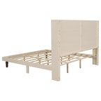 Lit plateforme beige King avec tête de lit de 54 po de haut, 1 personne