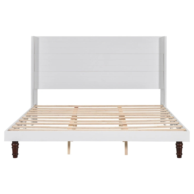 Lit plateforme beige King avec tête de lit de 54 po de haut, 1 personne