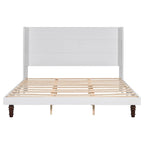 Lit plateforme beige King avec tête de lit de 54 po de haut, 1 personne