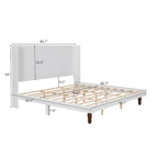 Lit plateforme beige King avec tête de lit de 54 po de haut, 1 personne