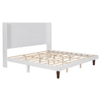 Lit plateforme beige King avec tête de lit de 54 po de haut, 1 personne