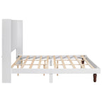 Lit plateforme beige King avec tête de lit de 54 po de haut, 1 personne