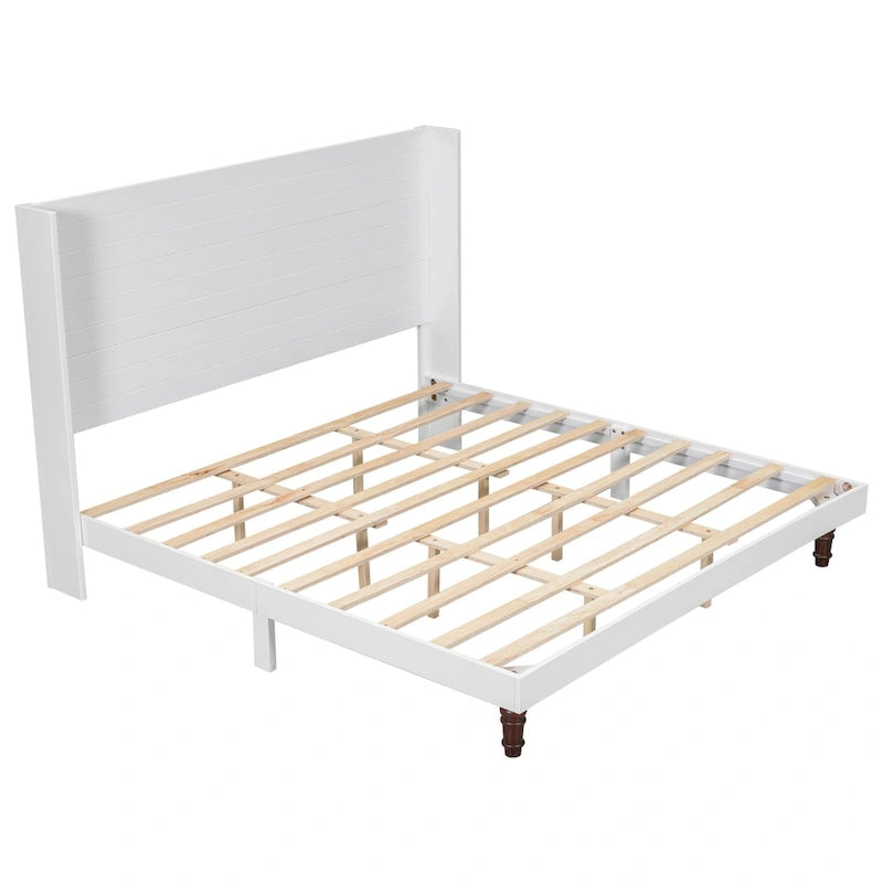 Lit plateforme beige King avec tête de lit de 54 po de haut, 1 personne