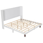 Lit plateforme beige King avec tête de lit de 54 po de haut, 1 personne