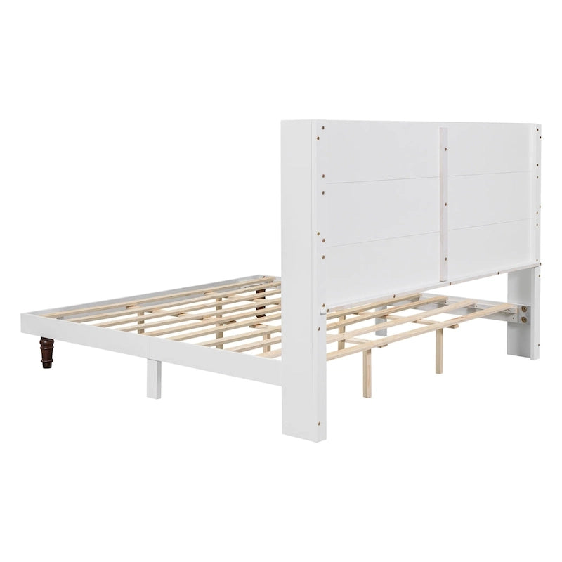 Lit plateforme beige King avec tête de lit de 54 po de haut, 1 personne