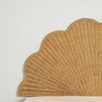 Tête de lit murale bohème en rotin naturel - Forme coquillage - Pour lit double