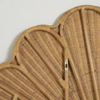 Tête de lit murale bohème en rotin naturel - Forme coquillage - Pour lit double