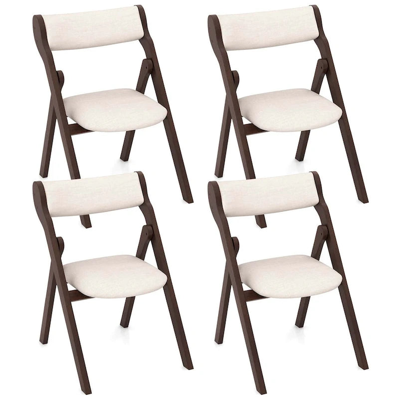Chaise pliante marron foncé et beige, bois d'hévéa, lot de 2 / lot de 4