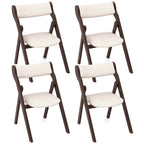 Chaise pliante marron foncé et beige, bois d'hévéa, lot de 2 / lot de 4