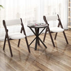 Chaise pliante marron foncé et beige, bois d'hévéa, lot de 2 / lot de 4