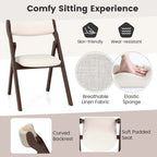 Chaise pliante marron foncé et beige, bois d'hévéa, lot de 2 / lot de 4