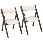 Chaise pliante marron foncé et beige, bois d'hévéa, lot de 2 / lot de 4