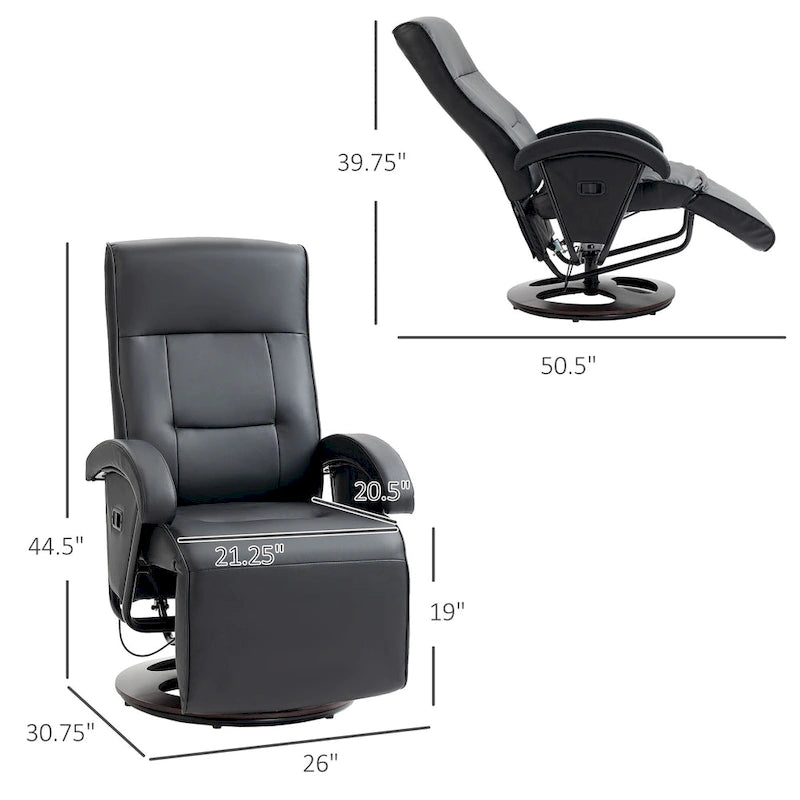 Fauteuil inclinable individuel en cuir PU noir