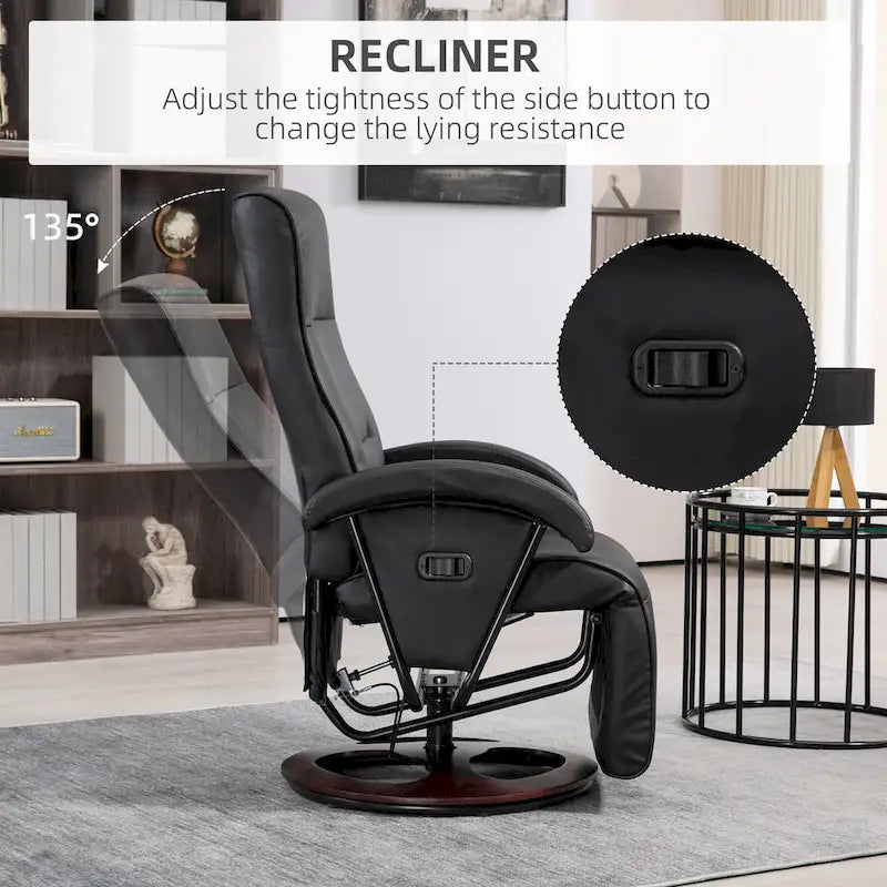 Fauteuil inclinable individuel en cuir PU noir