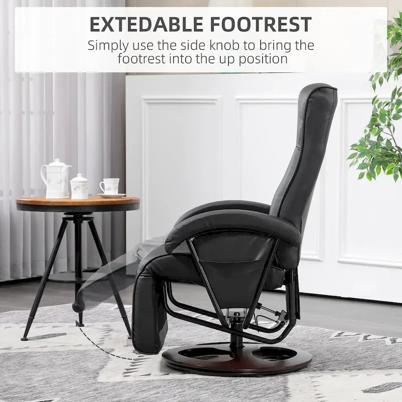 Fauteuil inclinable individuel en cuir PU noir