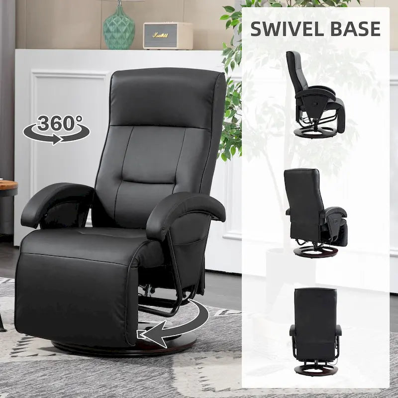 Fauteuil inclinable individuel en cuir PU noir