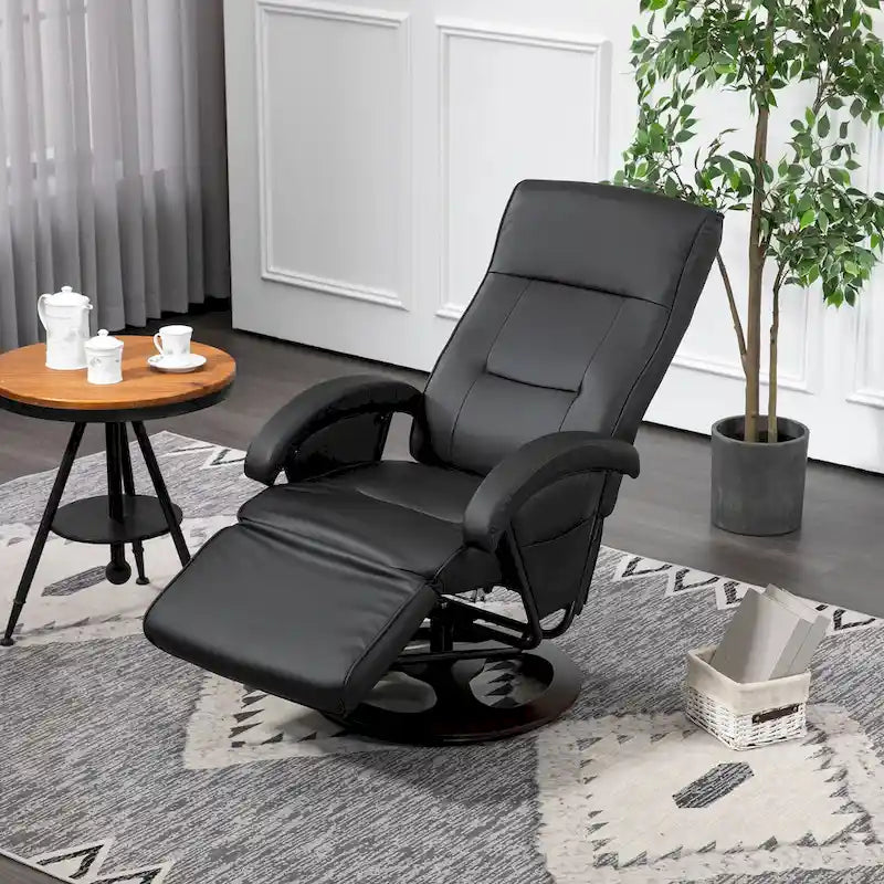 Fauteuil inclinable individuel en cuir PU noir