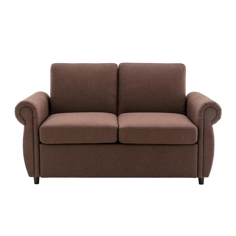 Canapé-lit convertible 2 places gris / marron / noir, avec ports USB