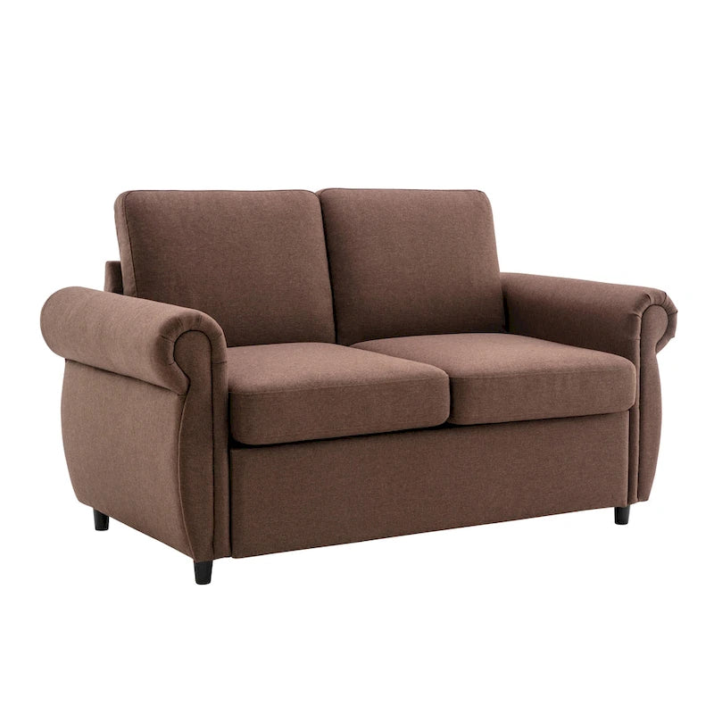 Canapé-lit convertible 2 places gris / marron / noir, avec ports USB